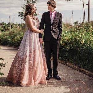 Pink and white prom dress